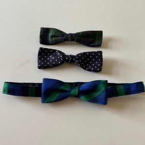 Three vintage Bow Ties Navy Green Polkadot